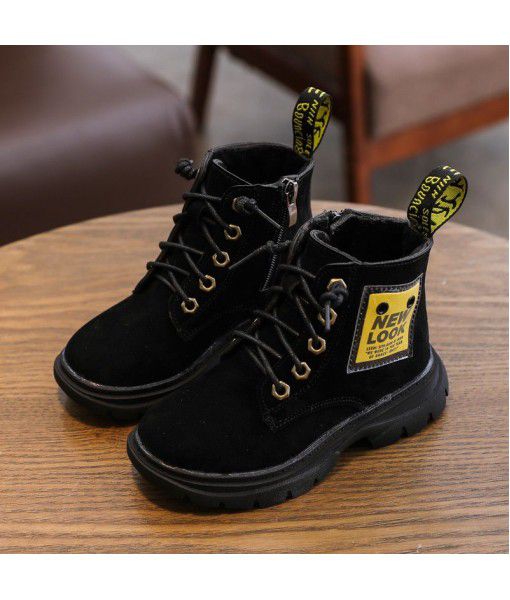 Children's Martin boots women's 2019 winter girl's Plush Princess warm short boots middle and big children's British style two cotton boots trend