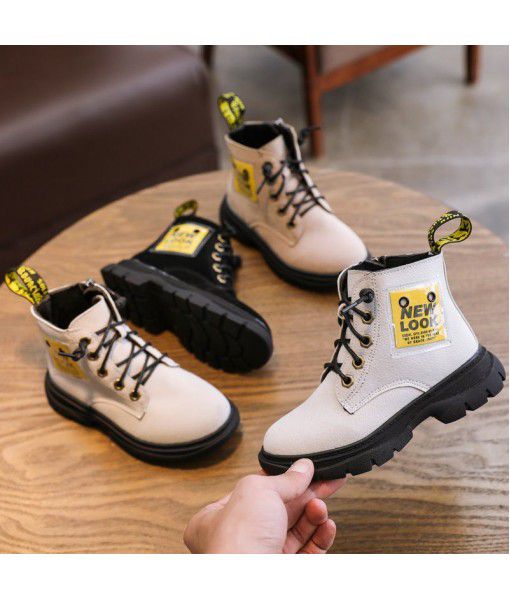 Children's Martin boots women's 2019 winter girl's Plush Princess warm short boots middle and big children's British style two cotton boots trend