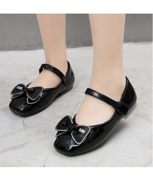 Girls' single shoes 2020 spring new children's flat heel Korean version bow leather shoes all kinds of princess shoes factory direct sales