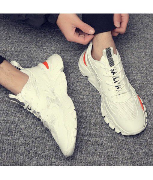 Men's summer new all-around trend coconut sports shoes leather fashion casual shoes men's mesh breathable dad shoes