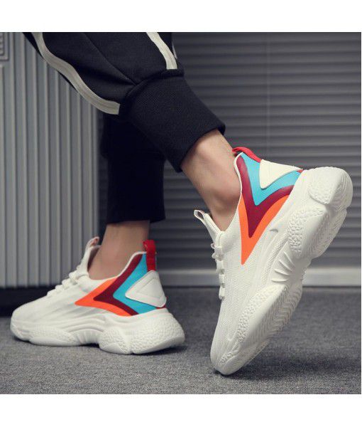 Men's 2020 summer new trend breathable old dad shoes all kinds of fashion fly woven sneakers casual breathable small white shoes