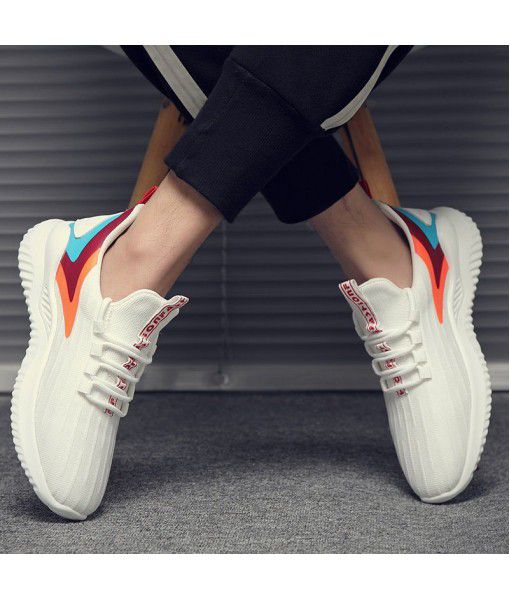 Men's shoes summer new all-around trend sports shoes fashion casual shoes fly woven breathable dad shoes men's small white shoes