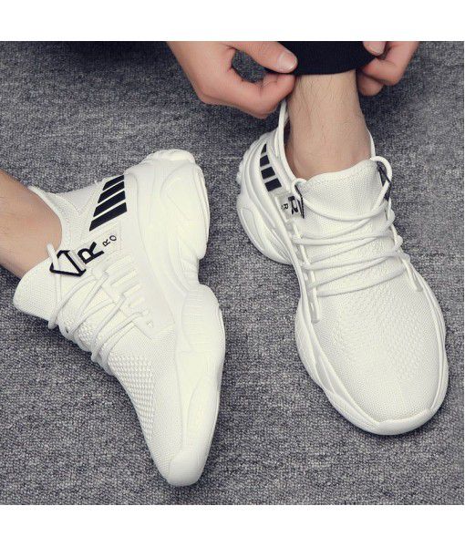 Summer new 2020 trend fly woven coconut Sneakers Men's Korean casual shoes all kinds of breathable dad shoes men