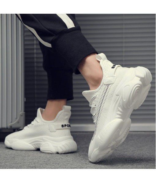 Summer new 2020 trend, Dad shoes, all kinds of men's casual shoes, fly woven breathable small white shoes, Korean sports shoes