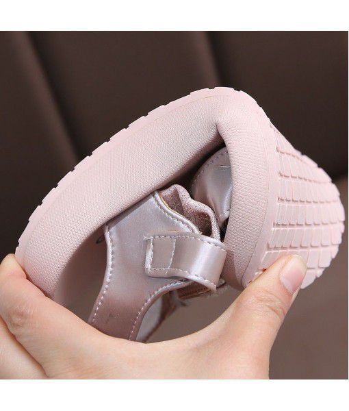 Children's shoes 2020 summer new girls' sandals fashion Korean version bow princess shoes soft bottom non slip beach shoes