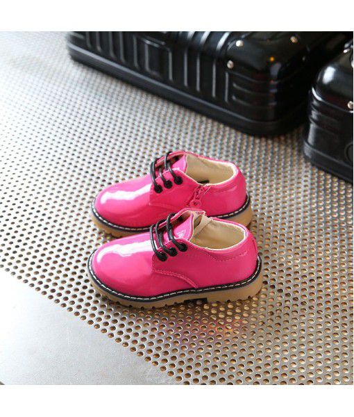 Children's shoes 2017 spring new bright leather fashionable big toe shoes children's short boots boys' and girls' small shoes casual shoes