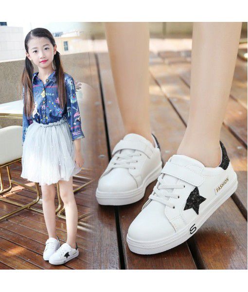 Girls' sports shoes children's shoes 2020 autumn new children's leisure Princess Girls' school shoes small white shoes single shoes