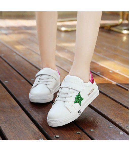 Girls' sports shoes children's shoes 2020 autumn new children's leisure Princess Girls' school shoes small white shoes single shoes