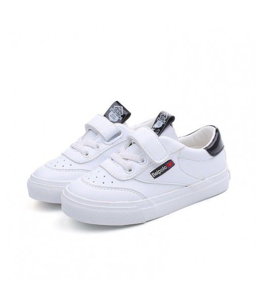 2020 spring new Velcro small white shoes board shoes rubber low top casual sports shoes solid color breathable children's shoes