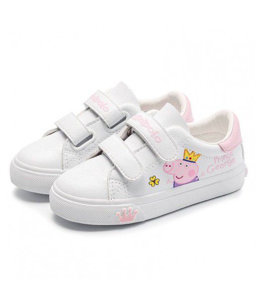 New low top rubber cartoon little white shoes, Velcro casual shoes, wear-resistant, antiskid, fashionable and individual children's skateboard shoes