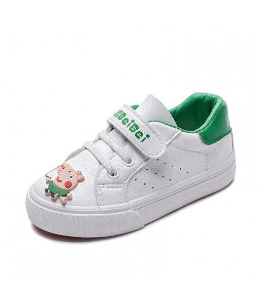 New low top rubber cartoon little white shoes, Velcro casual shoes, wear-resistant, antiskid, fashionable and individual children's skateboard shoes