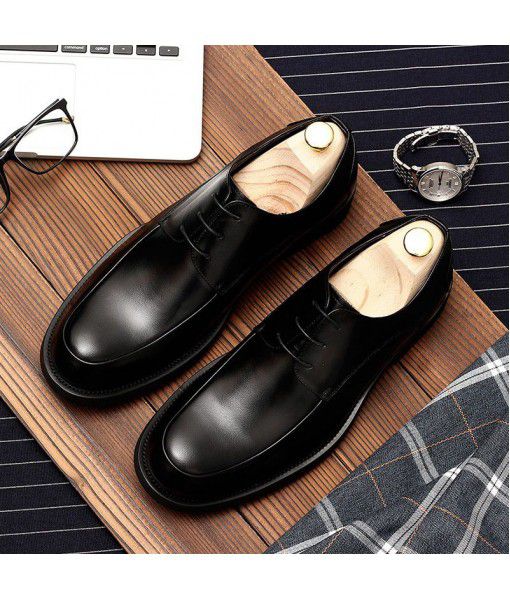 Manufacturer's direct sale leather shoes men's formal round head big head high-grade one hair substitute top-layer cow leather business leather men's shoes