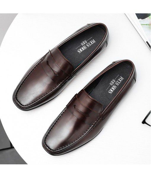 2020 quick sale of popular men's Doudou shoes, leather casual shoes, young people's toe covering, cow leather men's shoes