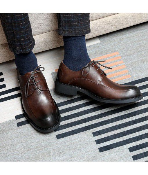 Manufacturer's direct sale leather shoes men's formal round head big head high-grade one hair substitute top-layer cow leather business leather men's shoes