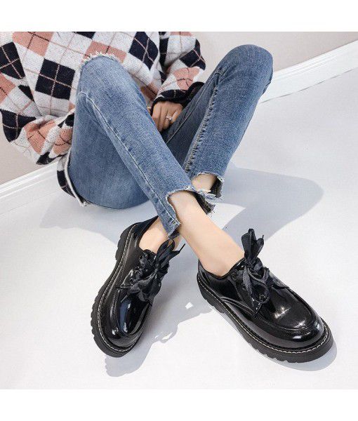 Women's shoes 2019 autumn new Korean version all-in-one shoes women's British style thick sole shoes block students' small leather shoes