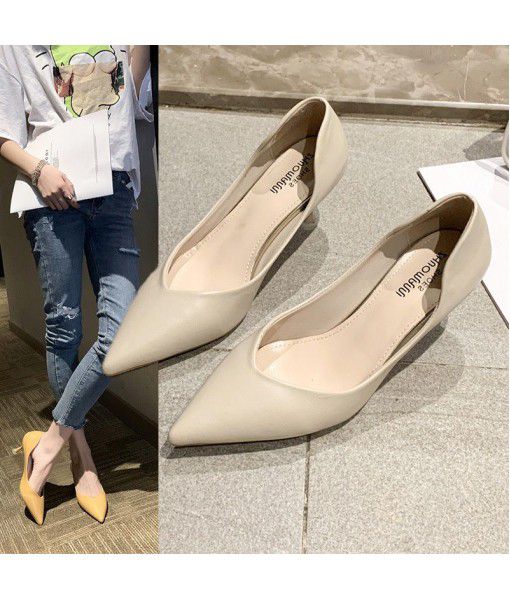 Summer 2020 new high-heeled shoes fairy wind pointed white thin heeled women's versatile wedding shoes Bridesmaid shoes small size single shoes
