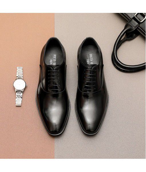Leather shoes men's leather 2020 new British leather manual three joint business formal high-end casual shoes men's shoes