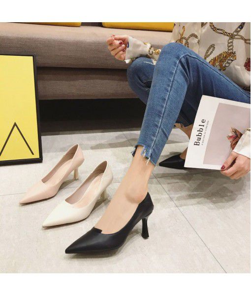 901-47 net red hot pointed girl high heels thin heels shallow mouth professional women's single shoes factory direct sales