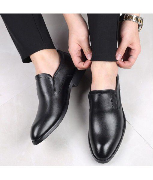 2020 spring new style breathable formal leather shoes men's business casual leather shoes lace up black toe shoes