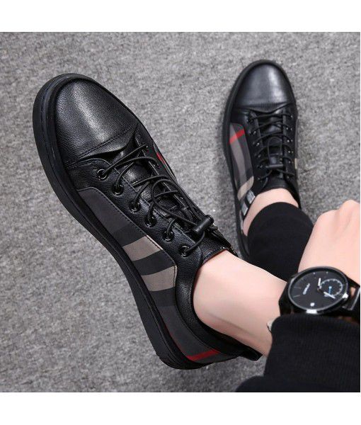 European station men's shoes 2020 spring new board shoes leather Korean Trend British fashion casual all-around leather shoes men