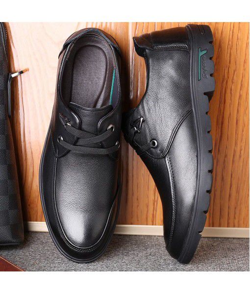 2020 new men's shoes men's business casual leather shoes men's soft sole round head father's shoes full leather soft skin live broadcast