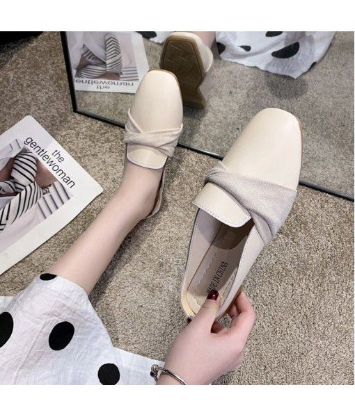 2020 new summer half capped slippers for women wear flat bottomed fashion casual loafers soft bottomed Korean sandals