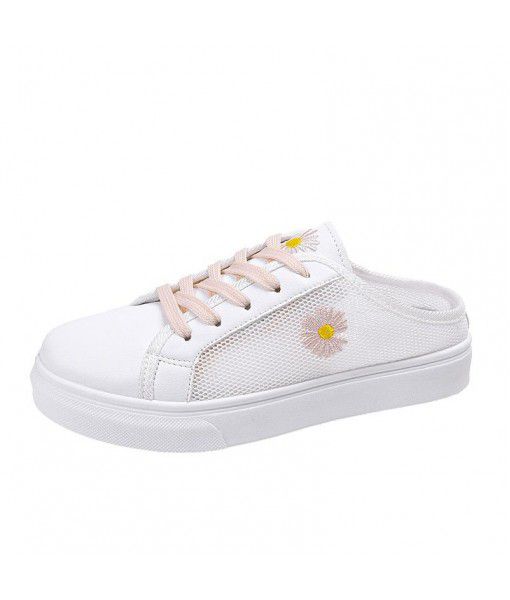 Women's shoes: new Daisy, semi-trailer, no heels, one foot on the outside, flat bottom, mesh surface, Korean version, all kinds of small white shoes, women's shoes