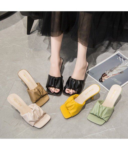 Korean version one word sandals for women 2020 summer new all-around wear fashion sandals for women