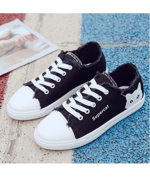 Canvas shoes for female students, Korean version, mix and match the original Sufeng girl's autumn new small white shoes, INS flat bottom breathable board shoes