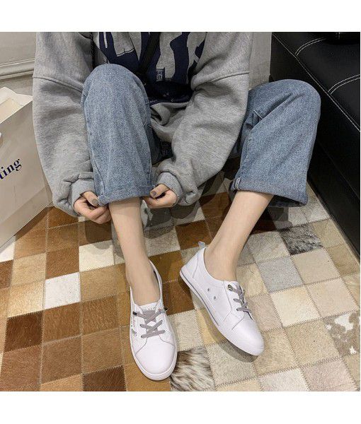 The first layer of cow leather small white shoes women's new leather student flat sole shoes in spring and summer 2020
