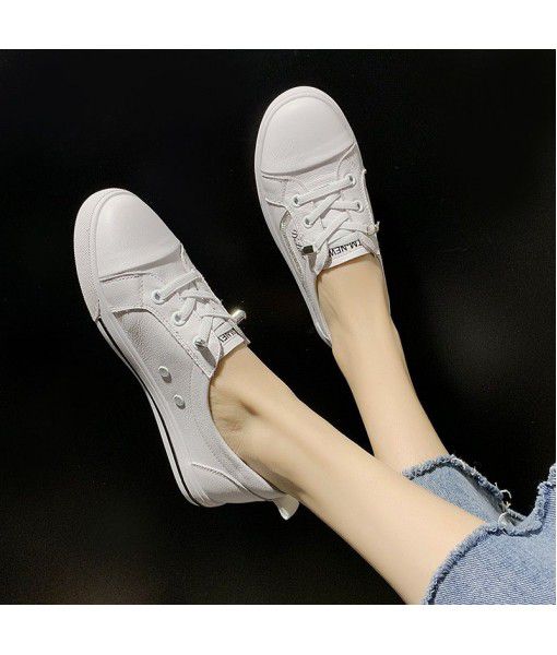 The first layer of cow leather small white shoes women's new leather student flat sole shoes in spring and summer 2020