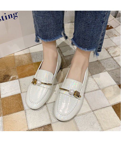 Women's leather single shoes 2020 new European station magic color first layer leather fashion leisure Lefu shoes