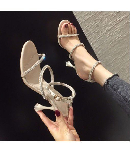 927-5 factory direct sale Rubber sole 2020 summer net red all kinds of high heels women's single shoes round head girl's sandals