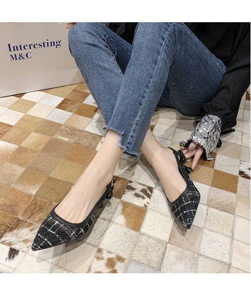 Little Xiangfeng net red French girl high-heeled shoes women 2020 summer new pointy and all-around small single shoes