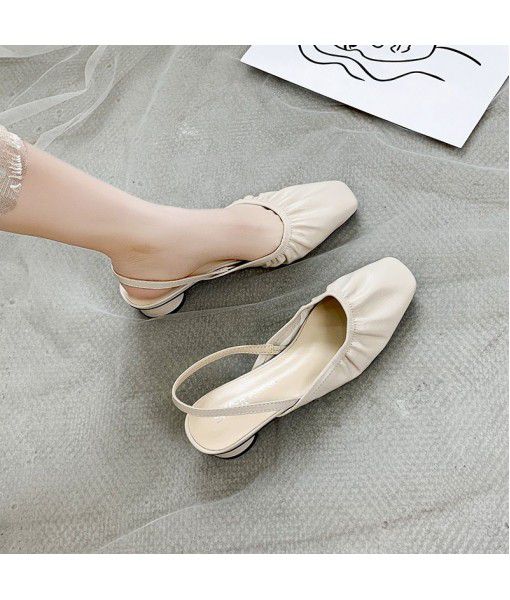 2020 new summer low heeled single shoes with back space and all kinds of Faerie style summer shallow mouth flat bottomed Baotou sandals
