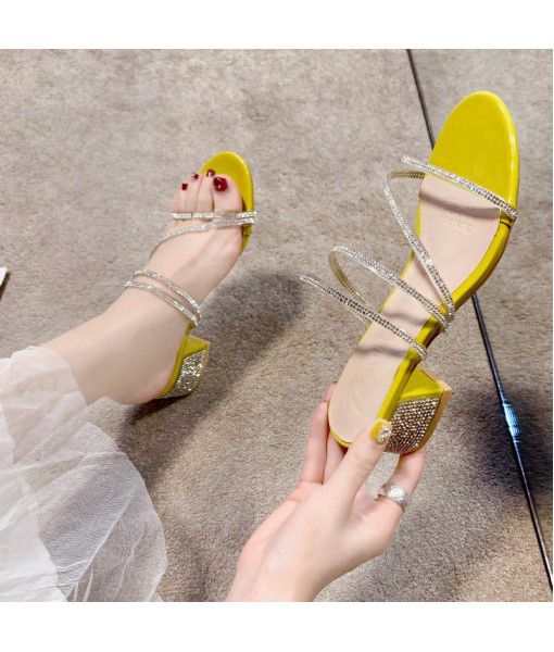 Slippers for women 2020 summer new Rhinestone sequins shallow sandals for all kinds of comfort