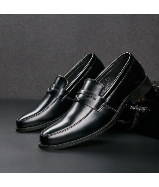 2020 new style leather one legged set foot Lefu shoes business dress men's shoes classic breathable one piece hair substitute