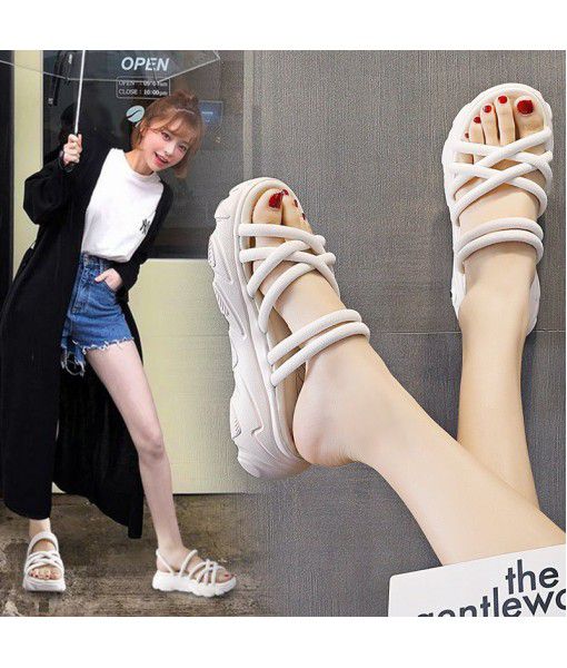 Two sandals for women in the summer of 2020 new all-around sports thick bottom muffin Roman fairy women's shoes ins trend