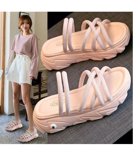 Two sandals for women in the summer of 2020 new all-around sports thick bottom muffin Roman fairy women's shoes ins trend