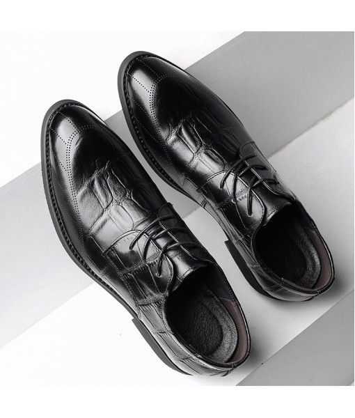2020 new business dress leather shoes British trend men's shoes crocodile grain pointed leather shoes men's fashion wedding shoes