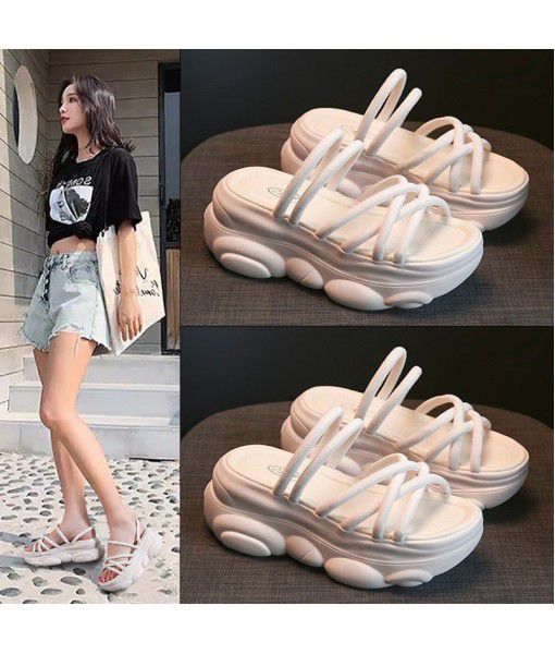 Two wear sandals 2020 new summer fashion 8cm thick bottom muffin pop fairy style heighten women's shoes ins trend