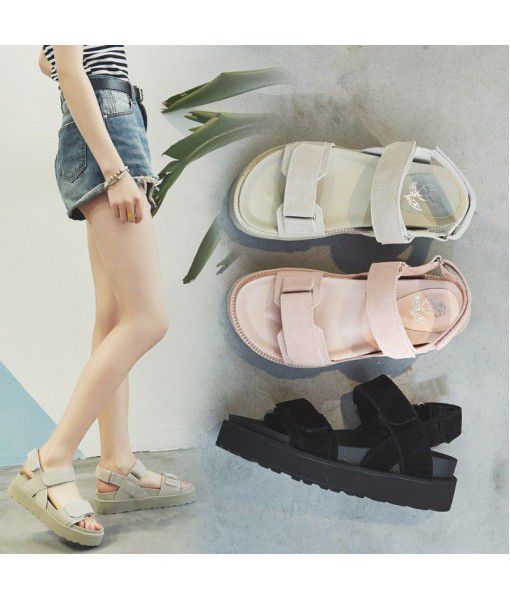 2020 new style sandals for women summer flat bottom simple student leisure sports sandals original accommodation pine cake thick bottom beach shoes