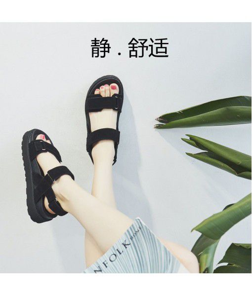 2020 new style sandals for women summer flat bottom simple student leisure sports sandals original accommodation pine cake thick bottom beach shoes