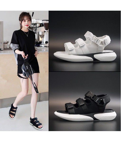 Women's sports sandals 2020 new Korean versatile Velcro chic flat bottom net red Yuansu casual shoes summer