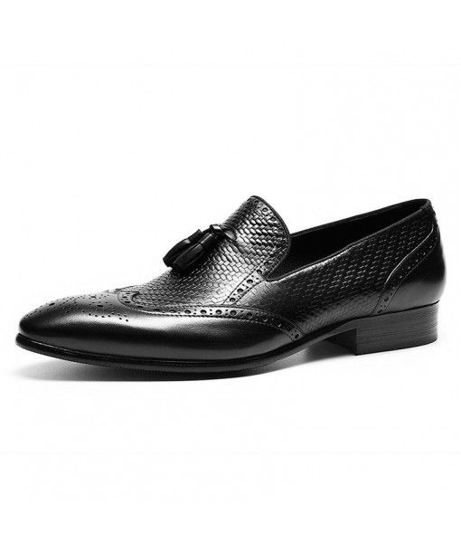Genuine leather top layer men's British pointy leather shoes high grade business social men's shoes hand made leather