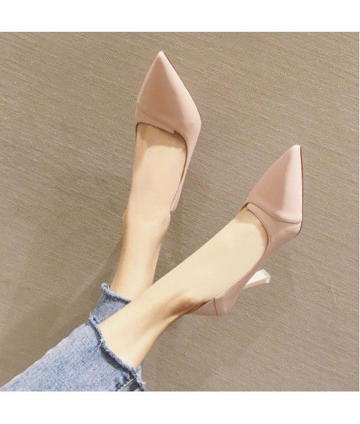 901-47 net red hot pointed girl high heels thin heels shallow mouth professional women's single shoes factory direct sales