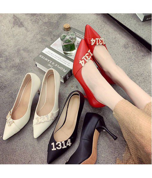 49 package mail new women's fashion single shoes thin heel cowhide 1314 women's shoes