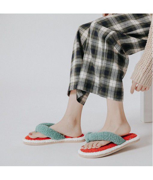Halluci new soft watermelon herringbone slippers in autumn and winter