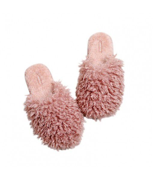Halluci new products in autumn and winter simple warm roll plush slippers rubber bottom antiskid waterproof indoor slippers