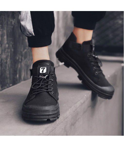 New men's high top shoes in autumn and winter 2019 Martin boots tooling Boots Men's shoes fashion shoes retro Leisure Canvas Shoes Men